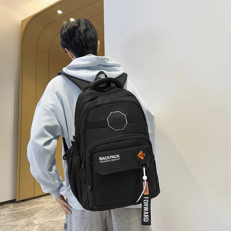 Yalu Nylon School Bag Travel Bag Hiking Backpack Unisex Trendy Khaki/Classic Black/Elegant Gray/Quality Gray Green-8