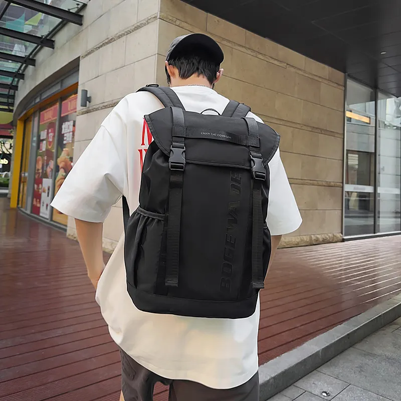 Yalu Nylon Backpack Unisex Light Grey/black/khaki-2