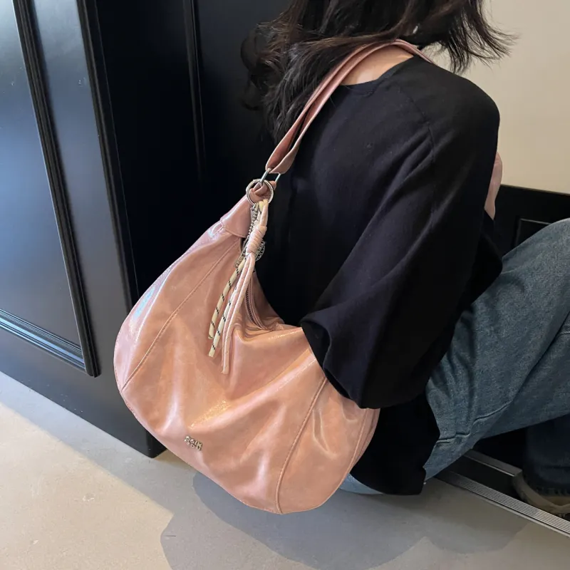 Yalu PU Soft Leather Shoulder Bag, Shoulder Bag Women's Black/Ecru/Pink/Coffee-12