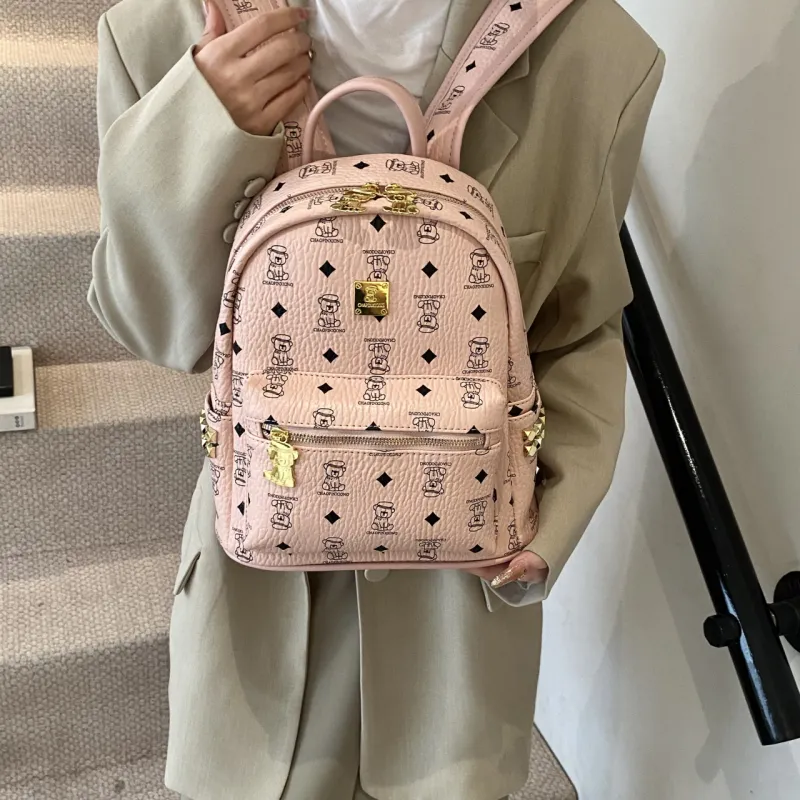 Yalu PU Backpack Tubas Women's Black/White/Brown/Pink-22