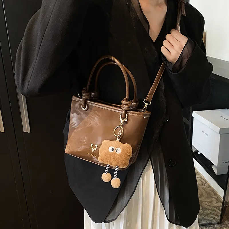 Yalu PU Tote Bag, Shopping Bag, Shoulder Bag, Handbag Regular Women's Black/Beige/Brown-20