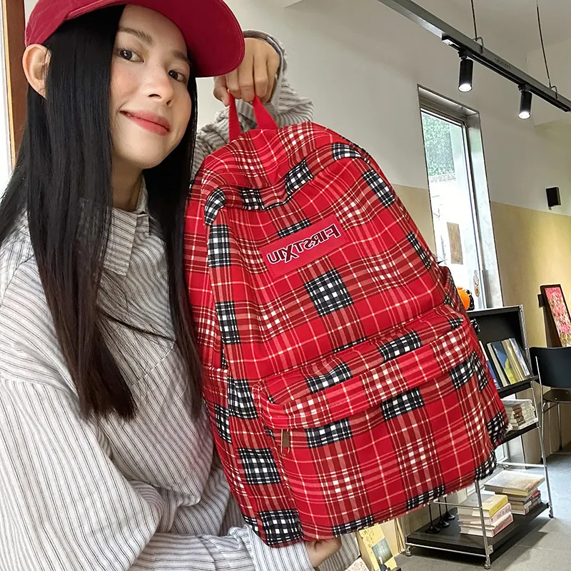 Yalu Nylon Backpack Unisex Red/Green/Blue-1
