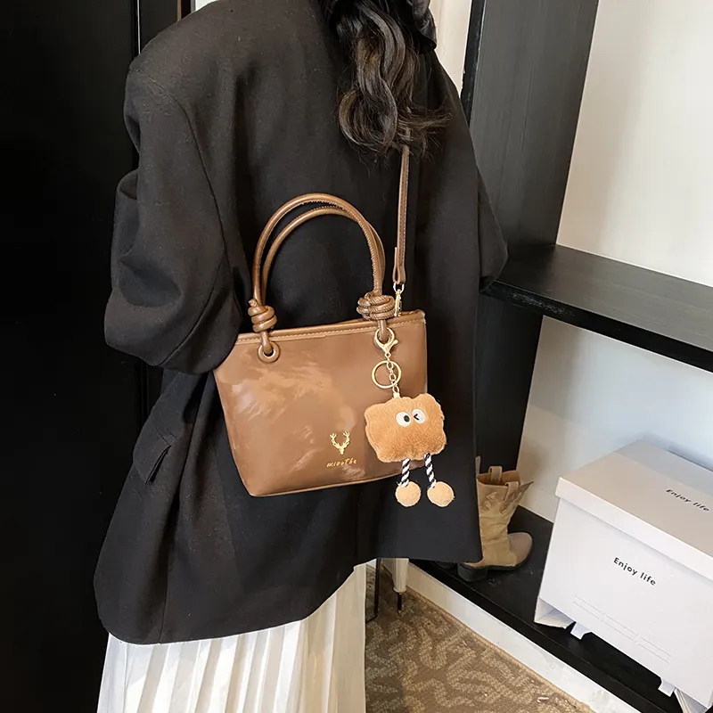 Yalu PU Tote Bag, Shopping Bag, Shoulder Bag, Handbag Regular Women's Black/Beige/Brown-19