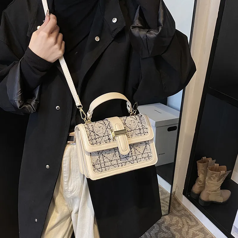 Yalu PU Shoulder Bag, Handbag Regular Women's Black/White-12