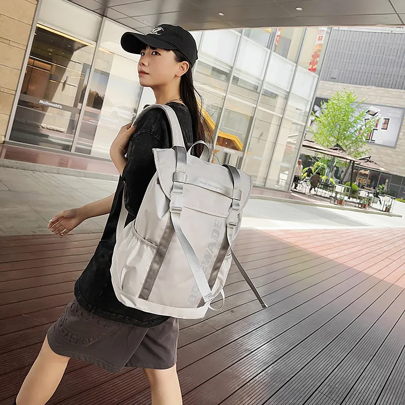 Yalu Nylon Backpack Unisex Light Grey/black/khaki-17