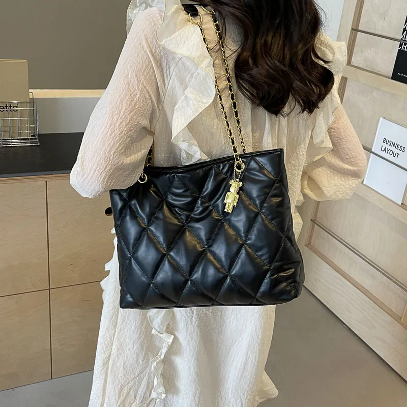 Yalu PU Shoulder Bag Women's Black/Ecru-2