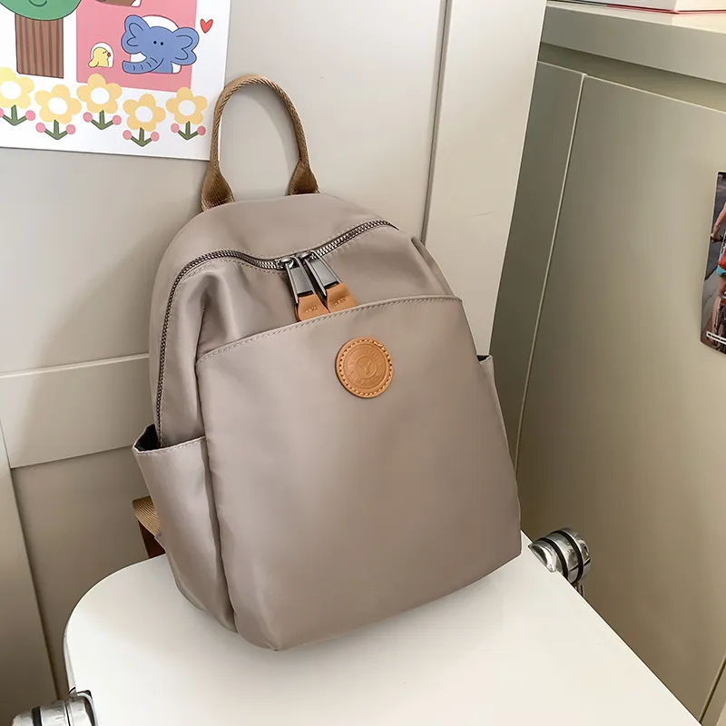 Yalu Nylon Backpack Regular Women's Gray/Black/Coffee-3
