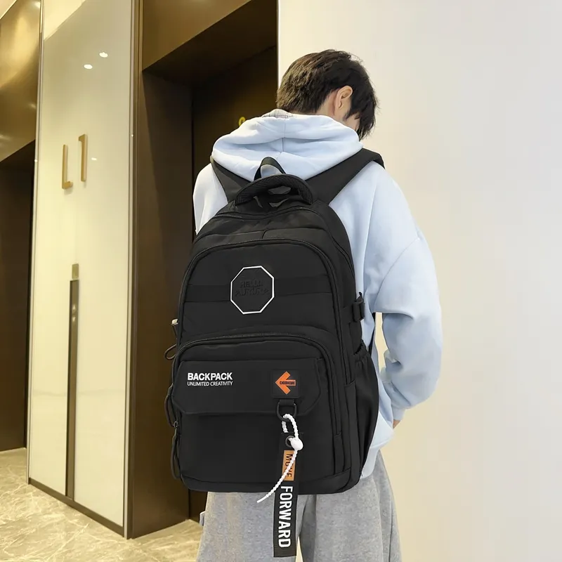 Yalu Nylon School Bag Travel Bag Hiking Backpack Unisex Trendy Khaki/Classic Black/Elegant Gray/Quality Gray Green-11