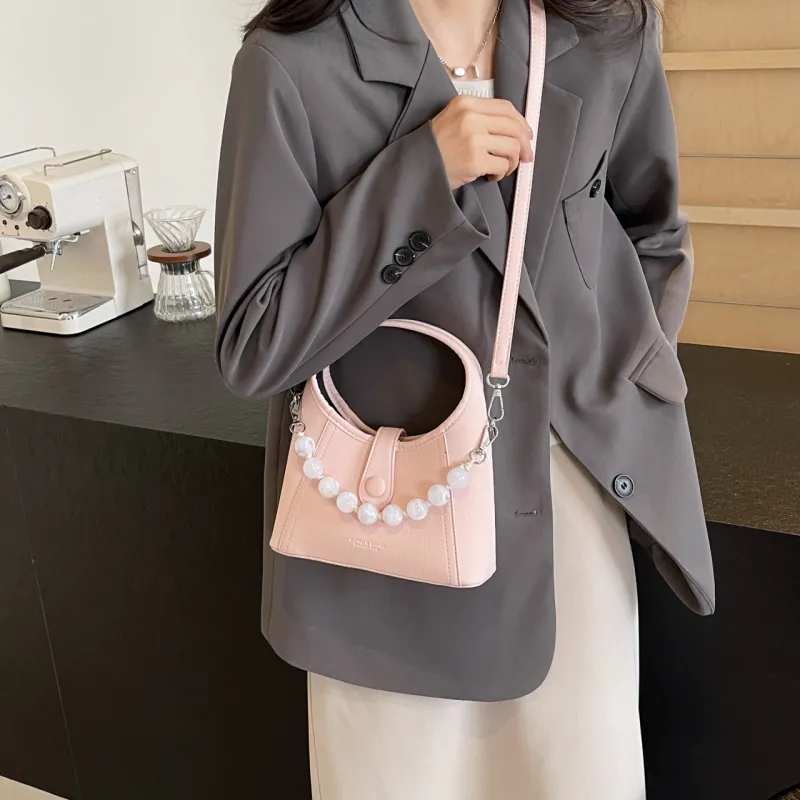 Yalu PU Shoulder Bag, Crossbody Bag, Handbag Women's Black/Ecru/Pink/Silver-20