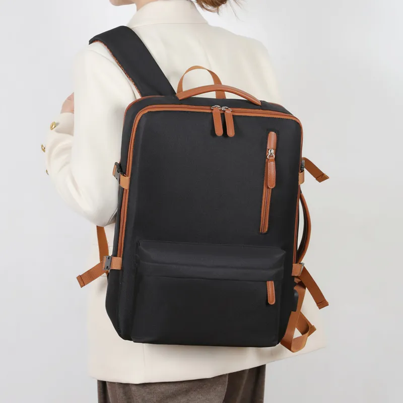 Yalu Oxford Backpack Unisex Ecru/Gray/Black/Pink-6