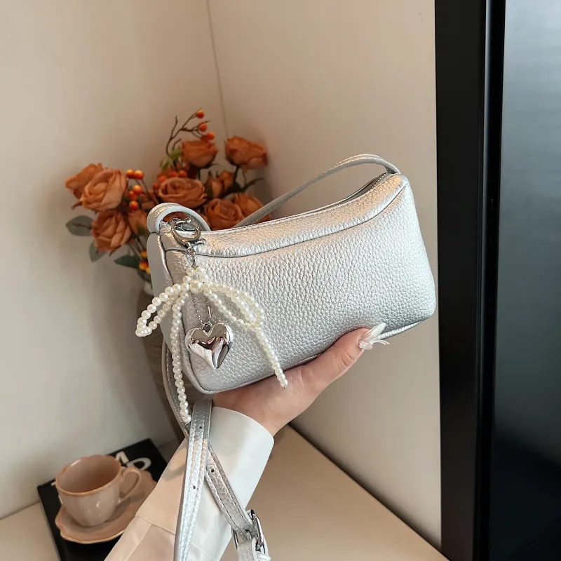 Yalu PU Crossbody Bag, Shoulder Bag Regular Women's Silver/Black/Red/Ecru-4