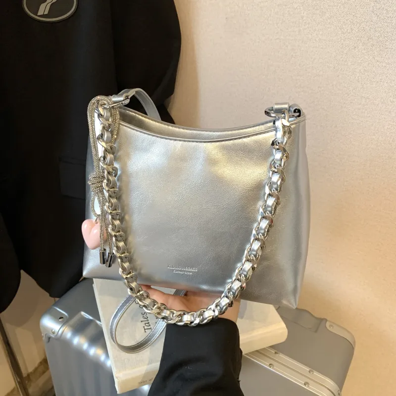 Yalu PU Portable Crossbody Bag, Shoulder Bag Regular Women's White/Silver/Black/Pink-13