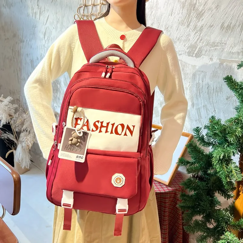 Yalu Nylon Backpack Regular Unisex Gray/Black/Red/Khaki-14