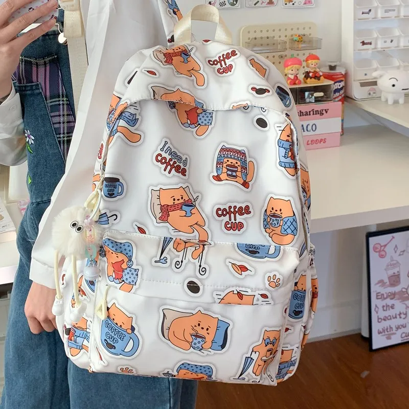 Yalu Nylon Fabric Backpack Regular Unisex Multicolor-5