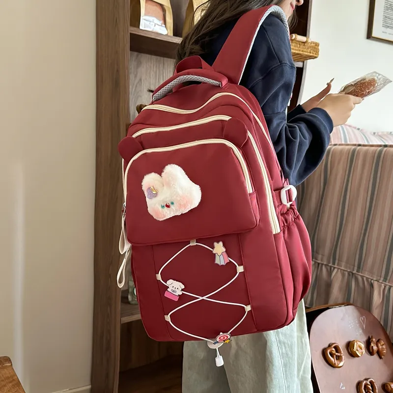 Yalu Nylon Backpack Women's Beige Yellow/Black/Burgundy/Purple/Pink-15
