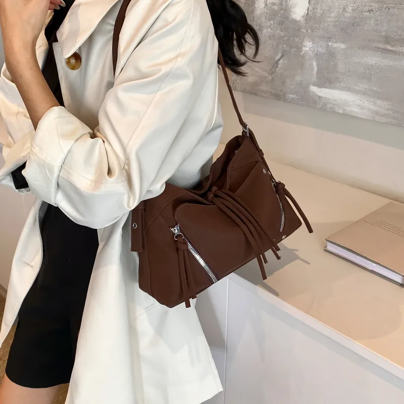 Yalu PU Shoulder Bag Regular Women's Coffee/Black/Khaki-3