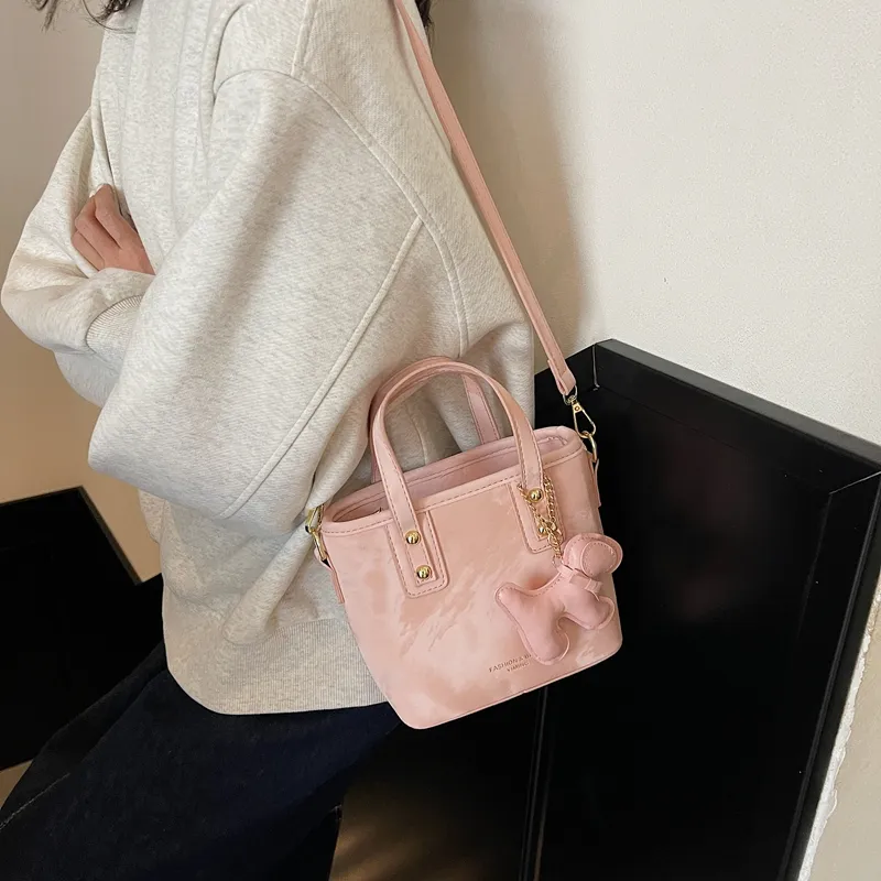 Yalu PU Handbag, Shoulder Bag Regular Women's Ecru/Black/Dark Brown/Pink-2