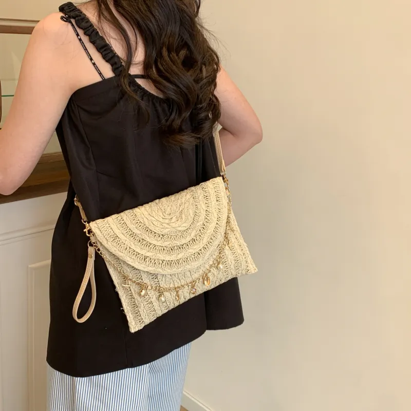 Yalu Woven Crossbody Bag Shoulder Bag Regular Women's Ecru/Khaki-5