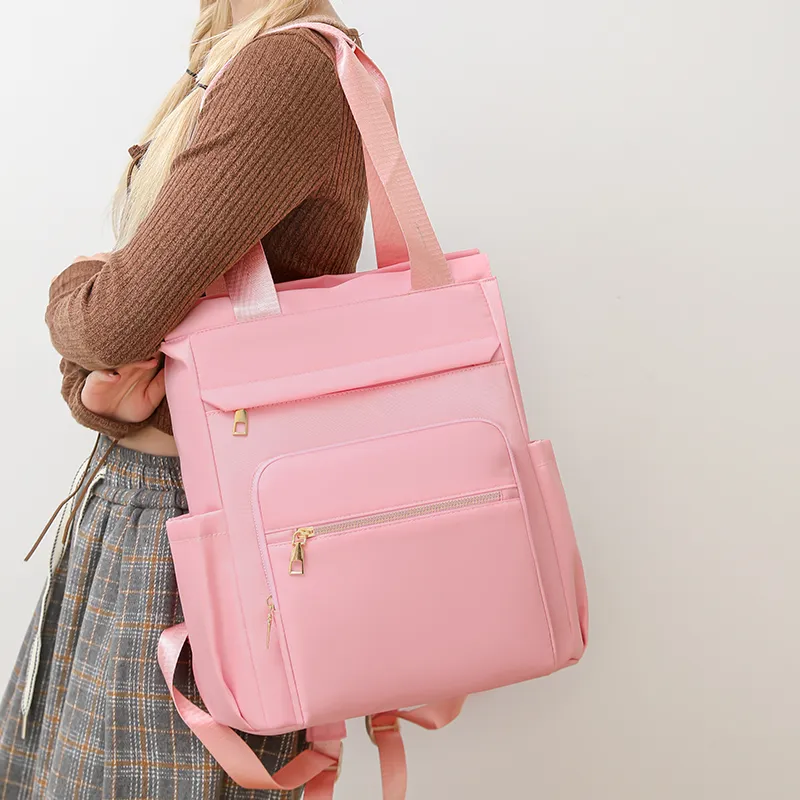 Yalu Nylon Fabric Backpack Women's Cherry Blossom Pink/Olive Green/Pearl White/Classic Black/Khaki/Coffee-7