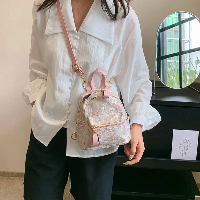 Yalu Canvas Backpack Women's Sky Blue/Pink-10