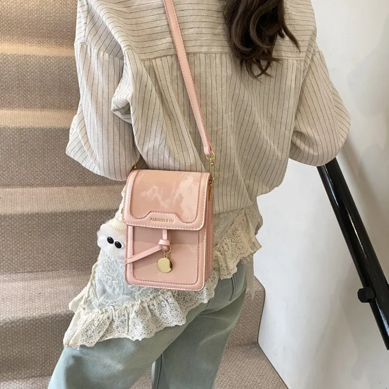 Yalu PU Cell Phone Pouch Crossbody Bags Shoulder Bags Regular Women's Black/Silver/Pink/White-17