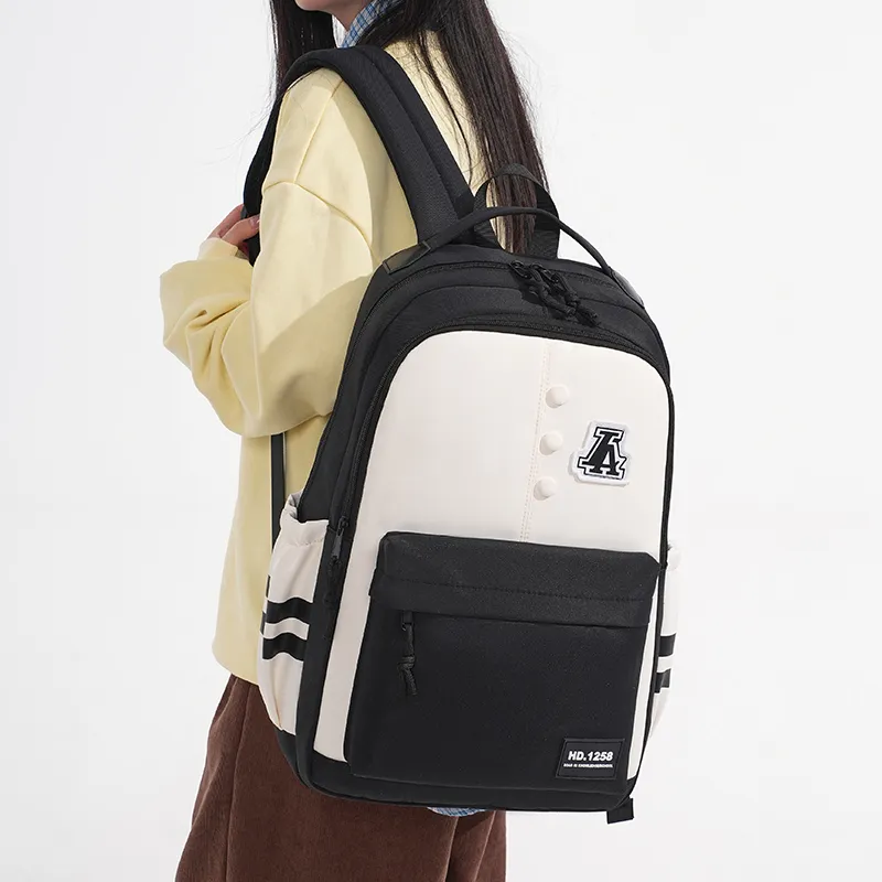 Yalu Nylon Fabric Backpack Regular Unisex Gray/Black/Orange Red/Purple/Khaki/Coffee-4