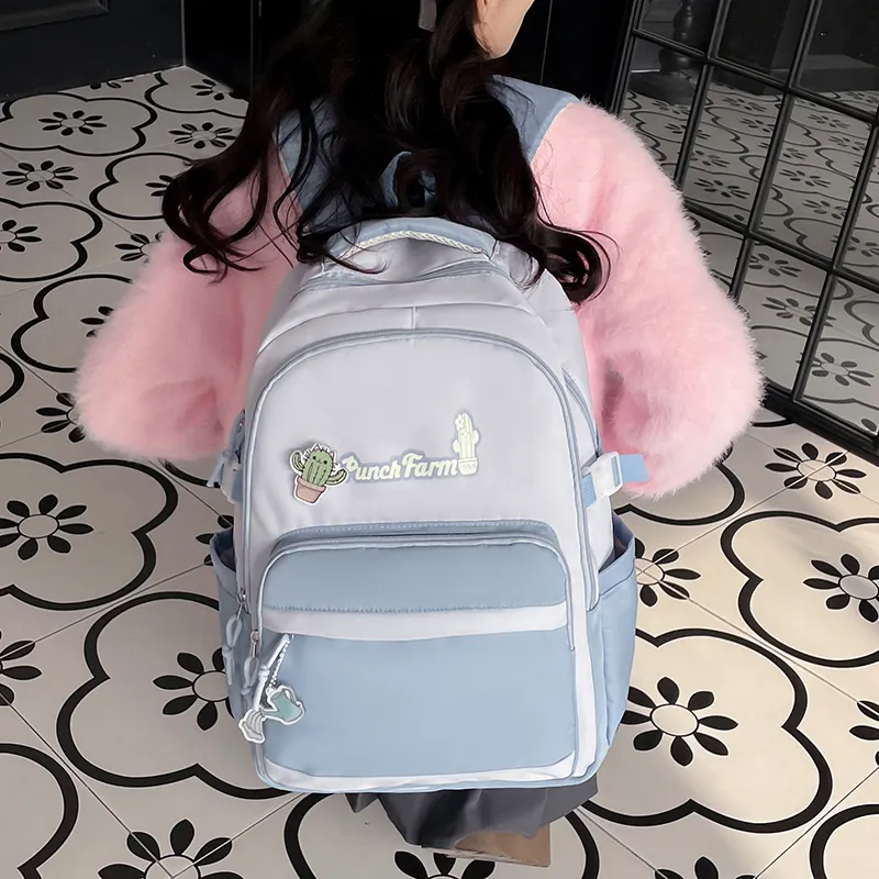 Yalu Nylon Backpack Women's Black/Green/Pink/Light Blue-5