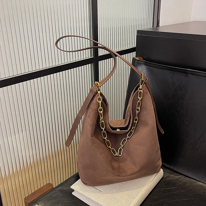 Yalu Suede Material Shoulder Bag Women's Brown/Coffee/Green/Black-9