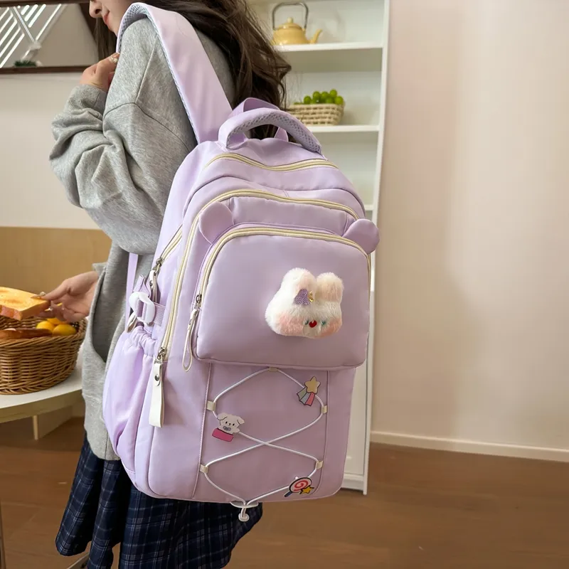 Yalu Nylon Backpack Women's Beige Yellow/Black/Burgundy/Purple/Pink-18
