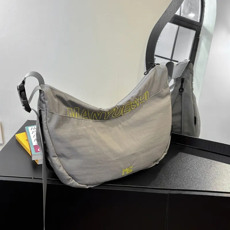 Yalu Nylon Dumpling Bag, Shoulder Bag, Crossbody Bag Women's Black/Gray/Blue-14