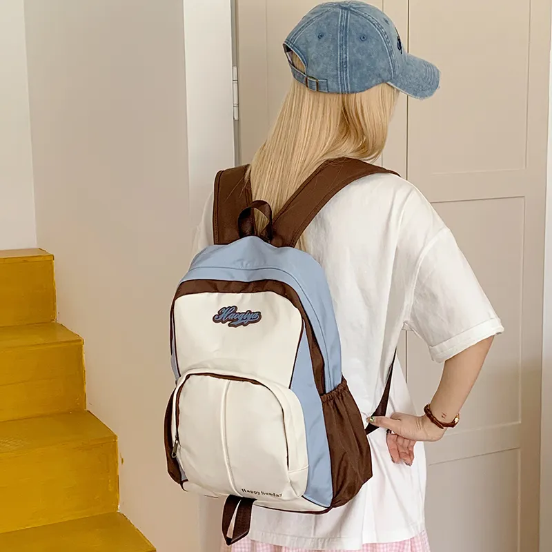 Yalu Nylon Fabric Backpack Unisex Multicolor-4
