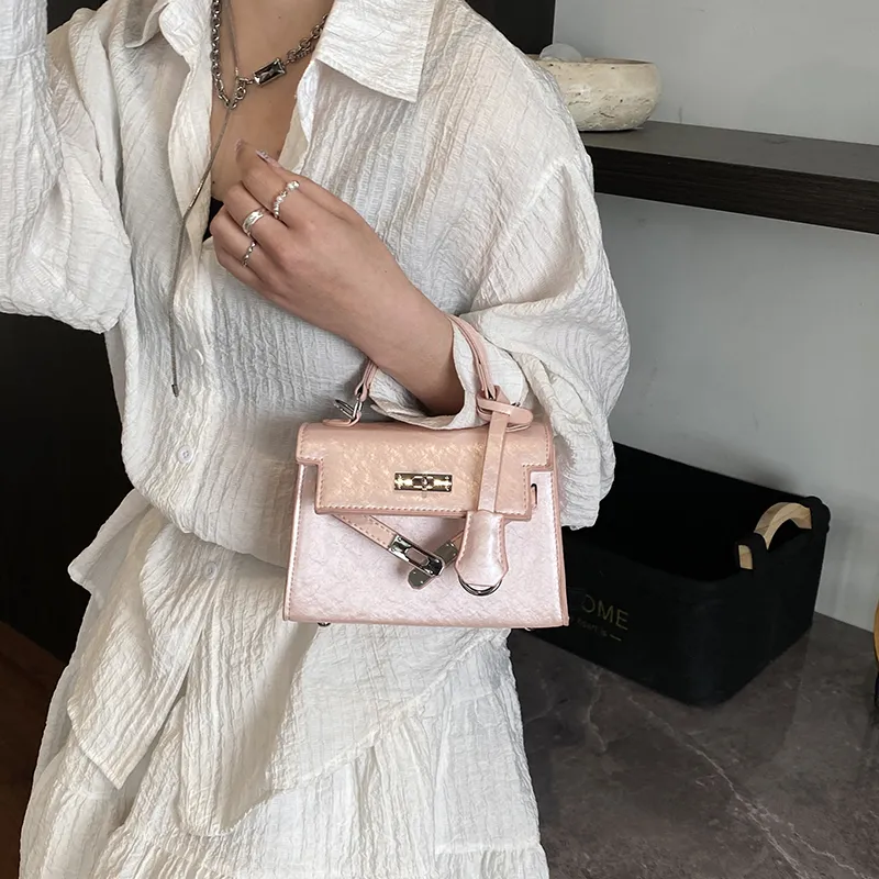 Yalu PU One Shoulder Handbag Women's Black/Ecru/Pink/Silver-14