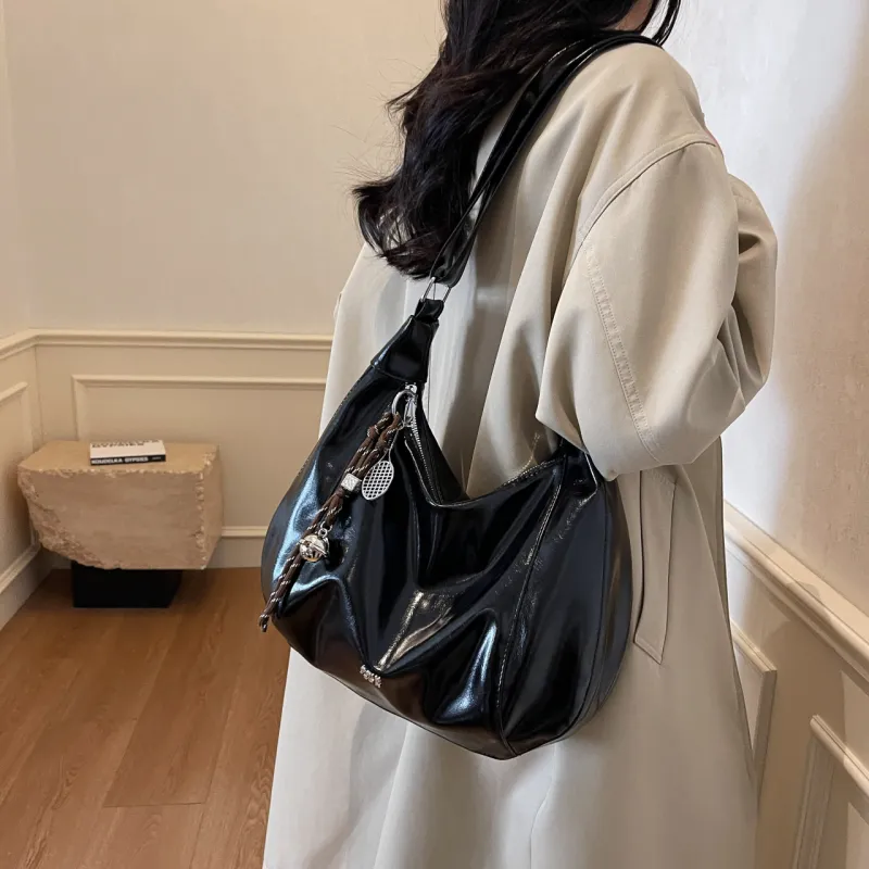 Yalu PU Soft Leather Shoulder Bag, Shoulder Bag Women's Black/Ecru/Pink/Coffee-3