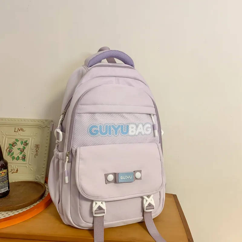 Yalu Nylon Backpack Women's White/Black/Pink/Purple/Yellow/Blue-9