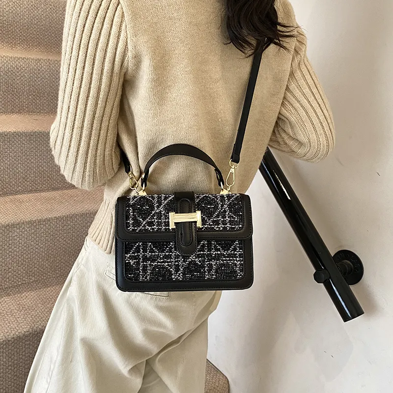 Yalu PU Shoulder Bag, Handbag Regular Women's Black/White-6