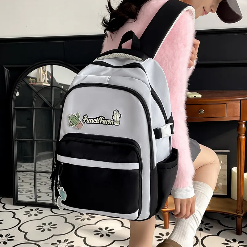 Yalu Nylon Backpack Women's Black/Green/Pink/Light Blue-1