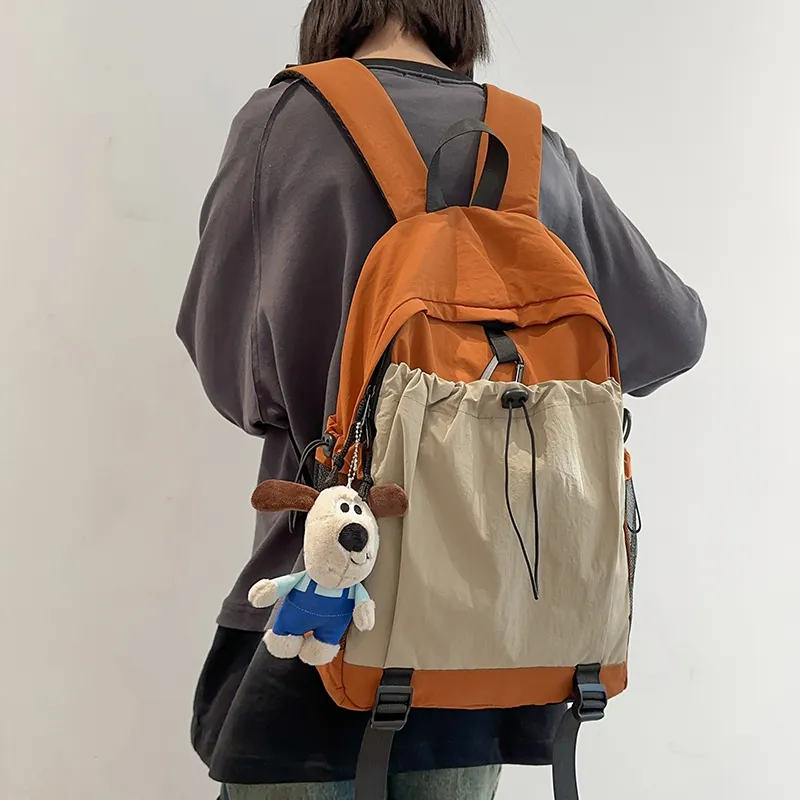 Yalu Nylon Backpack Regular Unisex Light Gray/Red/Black/Neon Green/Brown-9
