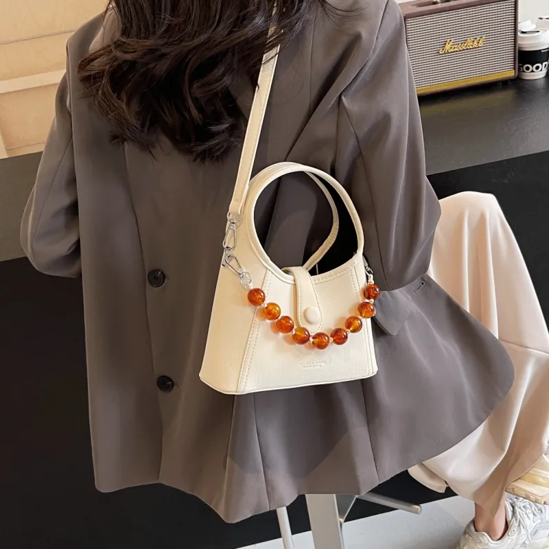 Yalu PU Shoulder Bag, Crossbody Bag, Handbag Women's Black/Ecru/Pink/Silver-11
