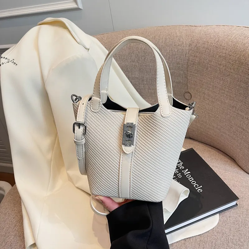 Yalu PU Bucket Bag, Shoulder Bag, Crossbody Bag, Handbag Regular Women's Black/Brown/Khaki/White-23