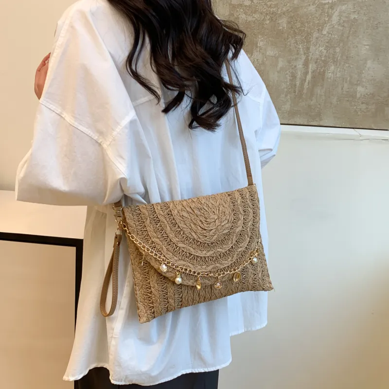 Yalu Woven Crossbody Bag Shoulder Bag Regular Women's Ecru/Khaki-9