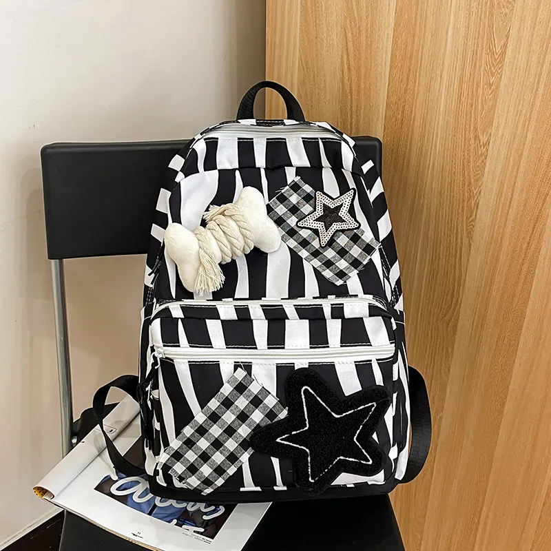 Yalu Nylon Backpack Regular Women's Black/Brown-6