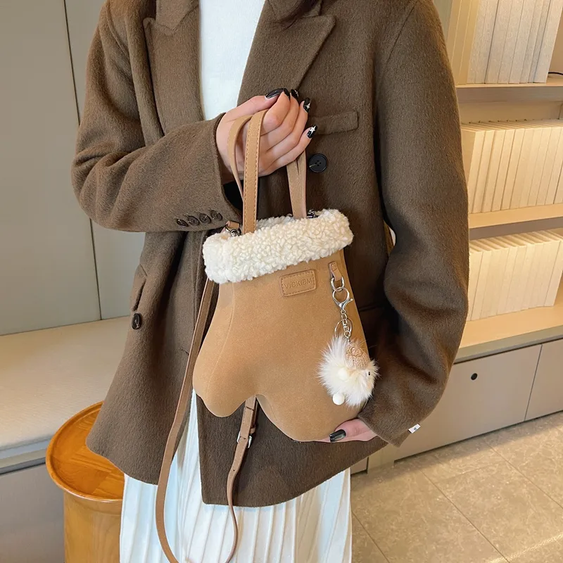 Yalu Suede Crossbody One Shoulder Handbag Regular Women's Brown-4
