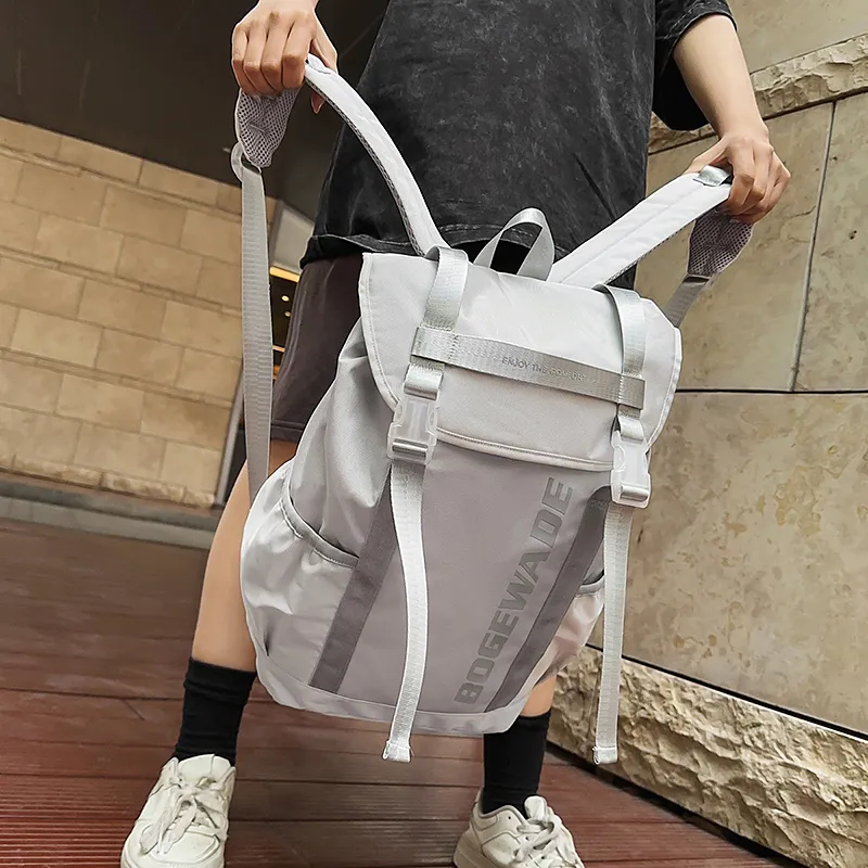 Yalu Nylon Backpack Unisex Light Grey/black/khaki-20