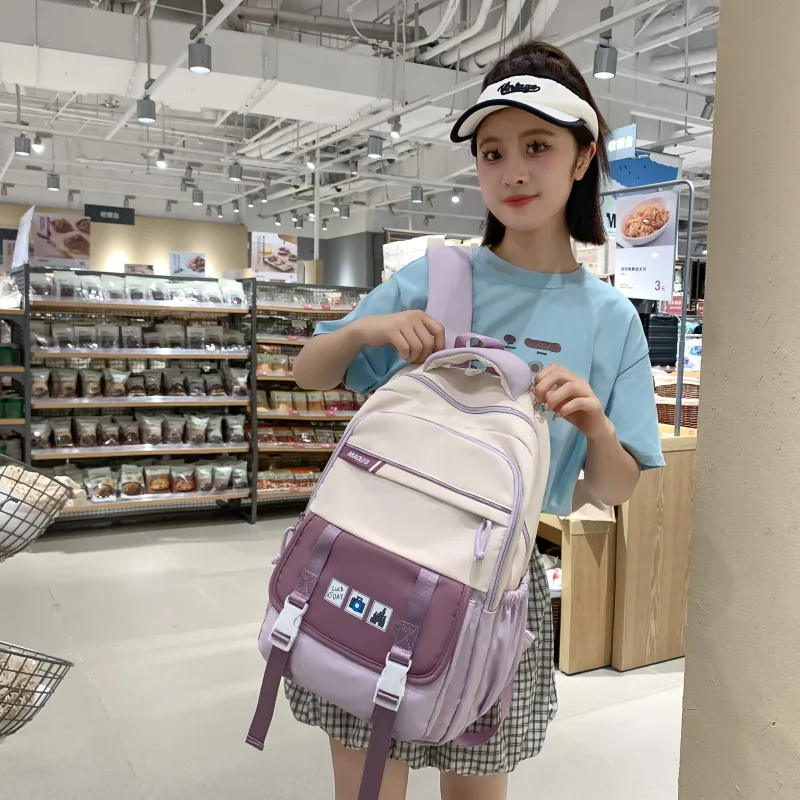Yalu Nylon Backpack Regular Women's Khaki/Pink/Orange/Purple/Red-15
