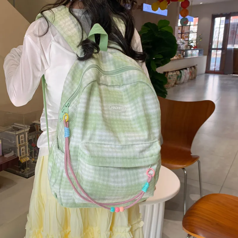Yalu Corduroy Backpack Women's Pink/Black/Blue/Green-16
