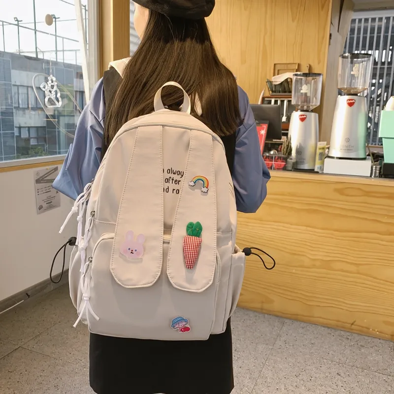 Yalu Nylon Backpack Women's Ecru/Black/Pink-5