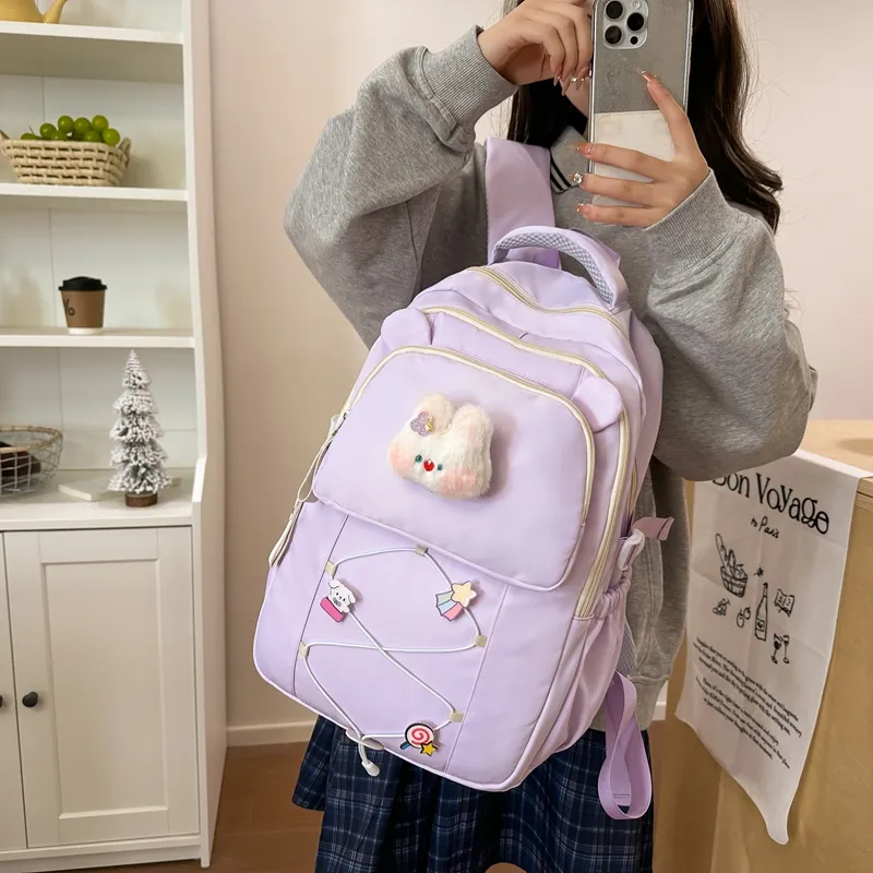Yalu Nylon Backpack Women's Beige Yellow/Black/Burgundy/Purple/Pink-20