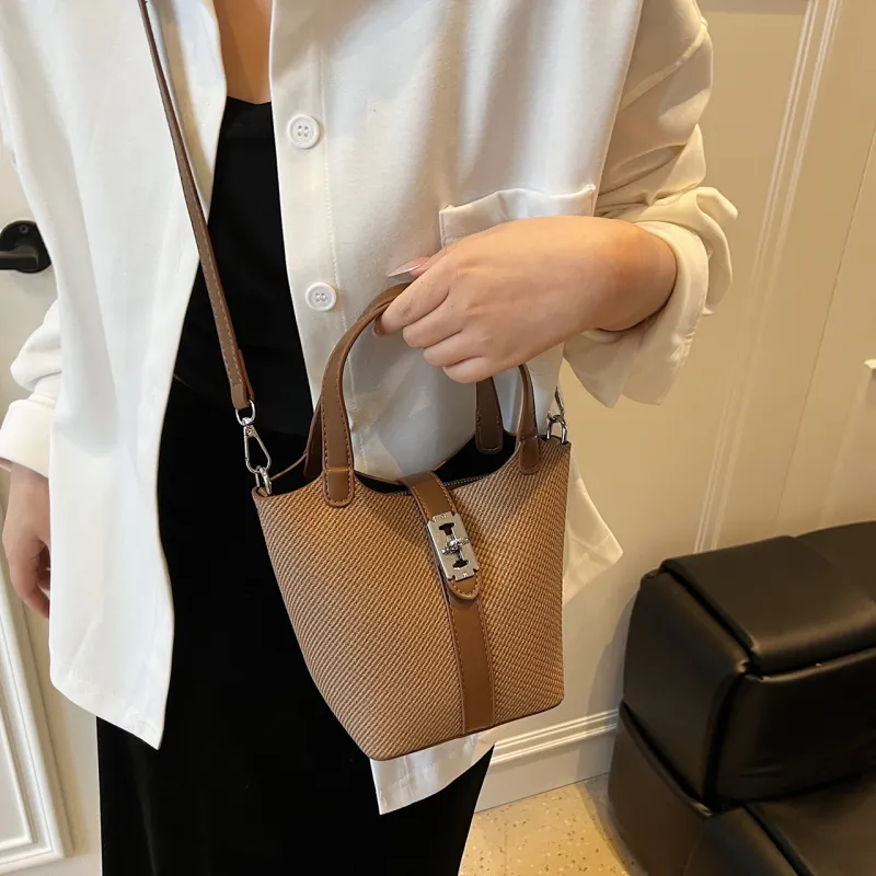 Yalu PU Bucket Bag, Shoulder Bag, Crossbody Bag, Handbag Regular Women's Black/Brown/Khaki/White-12