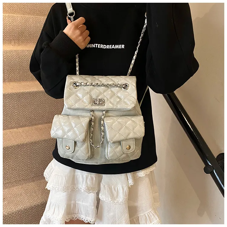 Yalu PU Backpack Women's White/Black/Blue/Pink-10