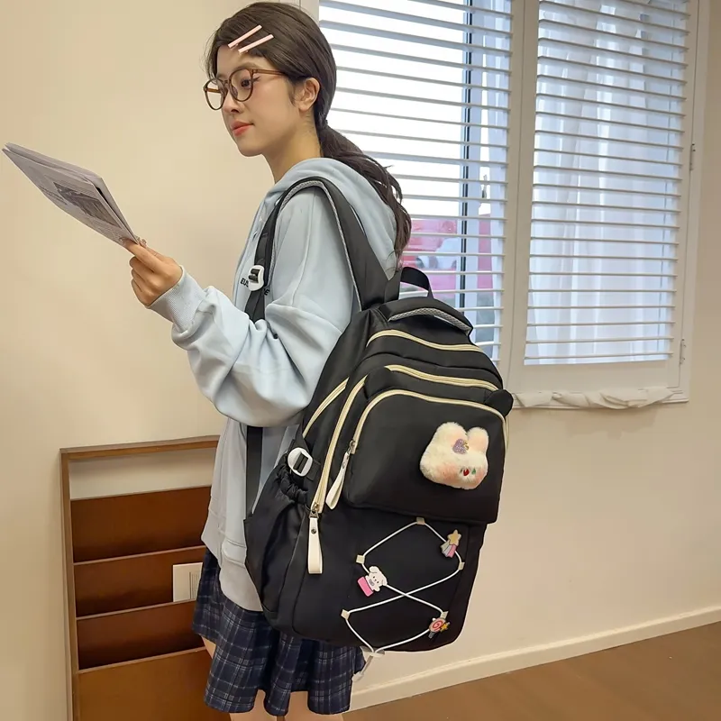 Yalu Nylon Backpack Women's Beige Yellow/Black/Burgundy/Purple/Pink-9